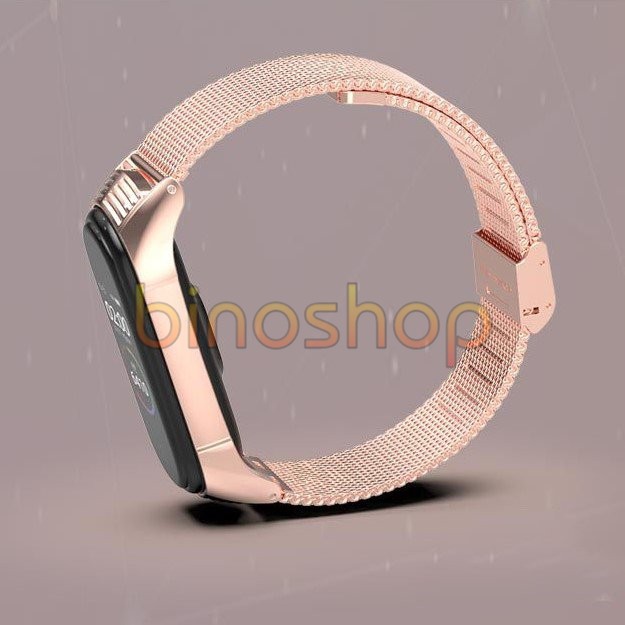 Dây đeo miband 6, miband 5 kim loại mắt lưới viền vân TF, dây đeo thay thế mi band 5, mi band 6 mắt lưới vân TF MIJOBS