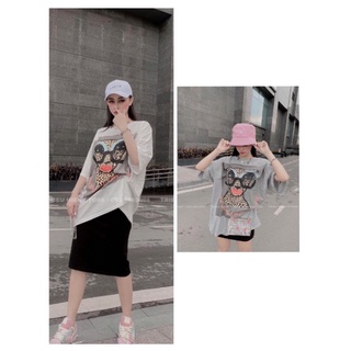 Áo phông túi zip hình hổ đeo kính, áo thun rộng giấu quần, cotton mát mịn