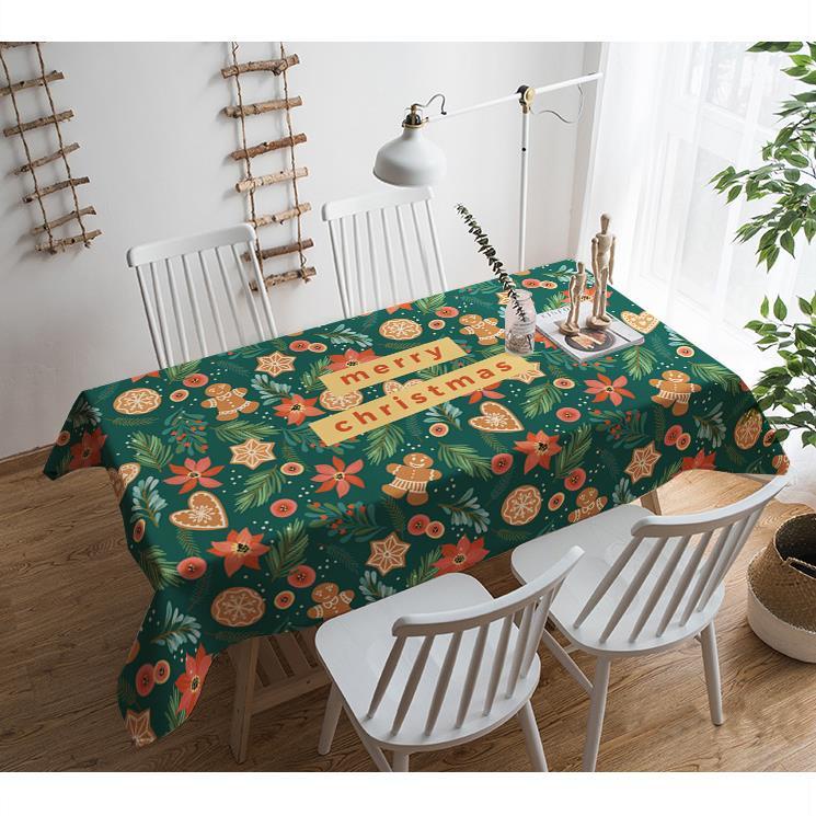 🎄Khăn trải bàn hình chữ nhật chống nước chống dầu phong cách giáng sinh năm mới sáng tạo