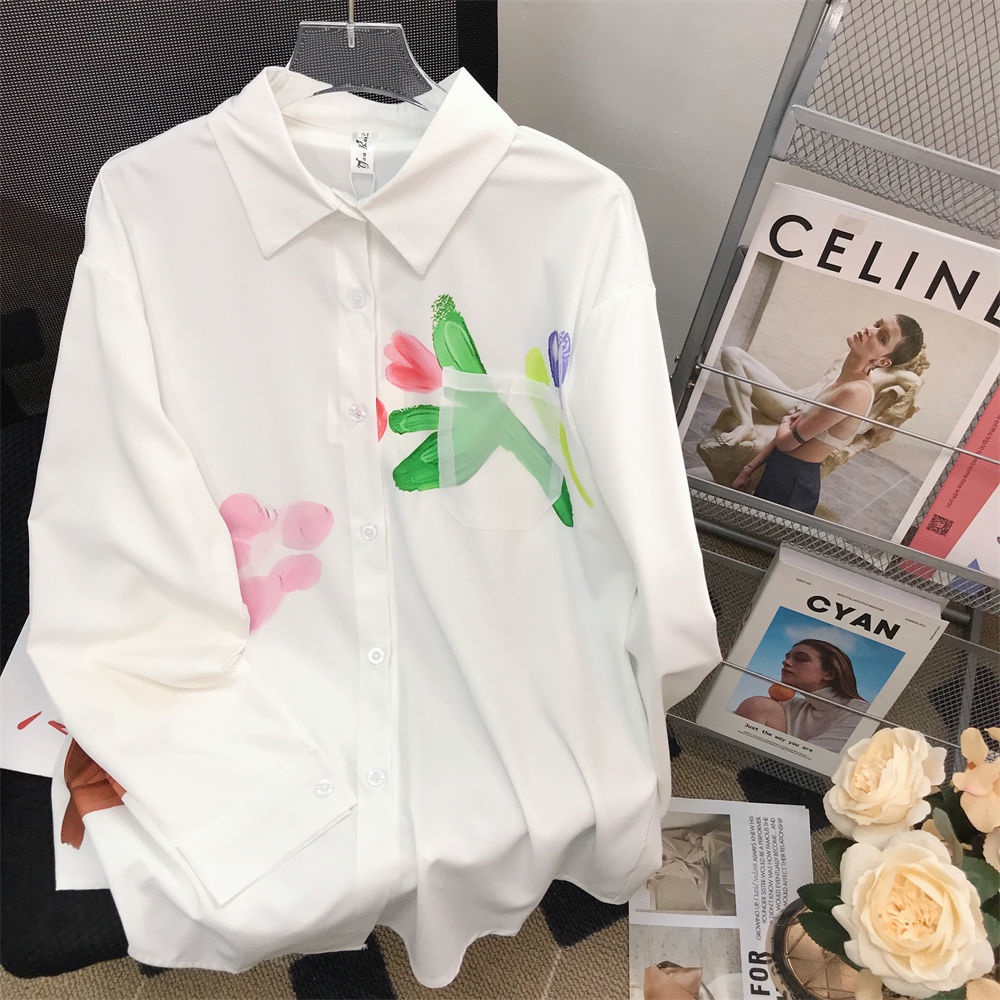 Áo Sơ Mi Dáng Rộng In Hoa Thời Trang Mùa Thu Dành Cho Nữ