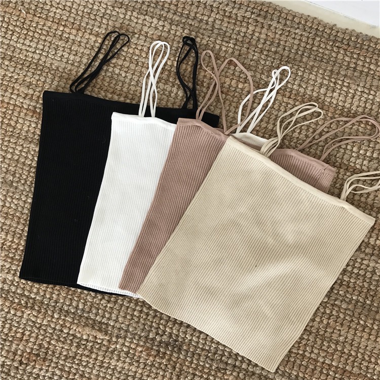 Áo 2 Dây Nữ Len Gân Thời Trang Hè  Co Giãn Dáng ôm Chất đẹp