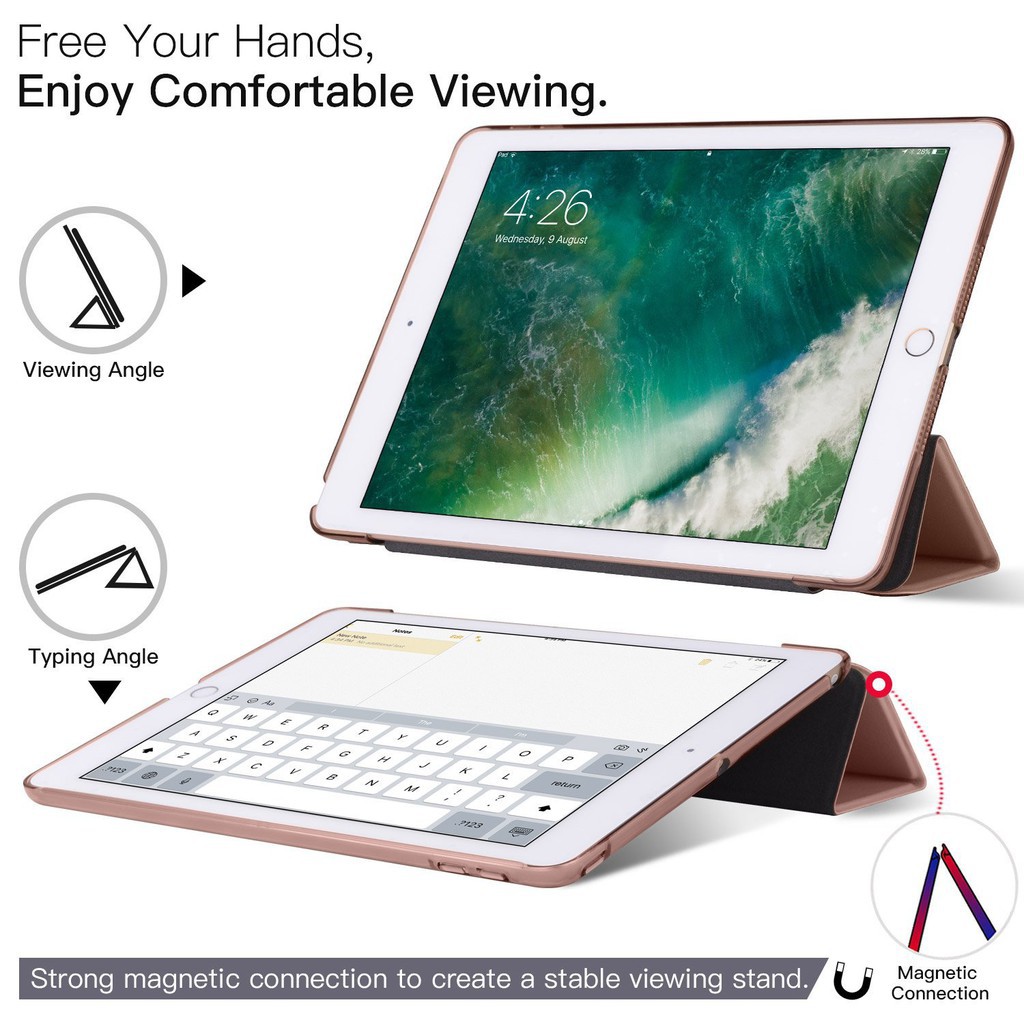 Bao da ốp lưng iPad Air ipad 5 màu hồng tặng kèm bút cảm ứng