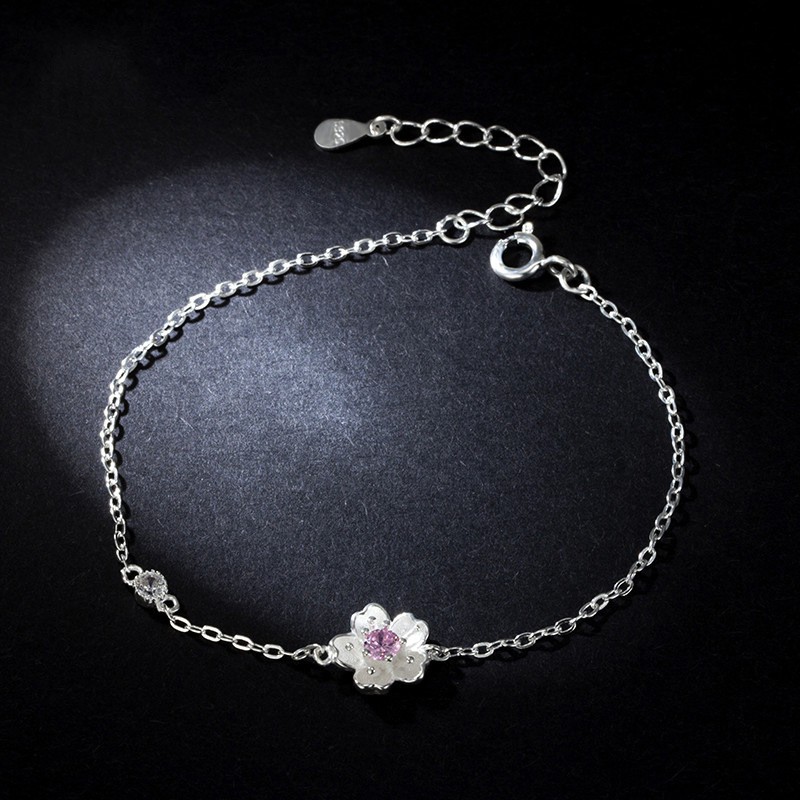 Vòng tay bạc kiểu dáng hoa đào xinh xắn phong cách Hàn Quốc ANTA Jewelry - ATJ7005