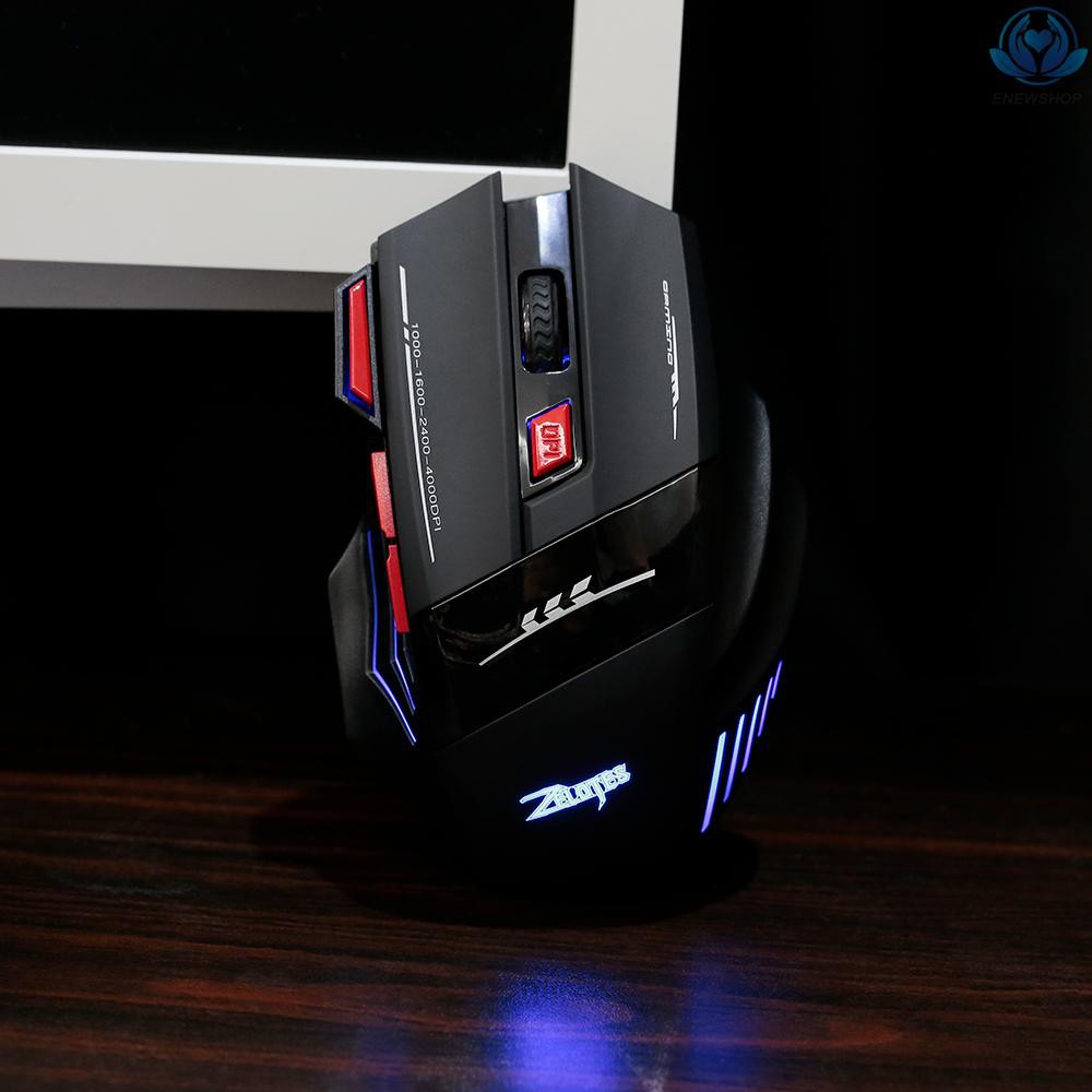 【enew】Zelotes F-14 Wireless Gaming Mouse Upgrade Edition Rechargeable Mice Adjustable 4000DPI Optical 2.4G Wireless Technology 30m