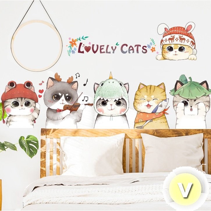 Decal dán tường Ban nhạc mèo con