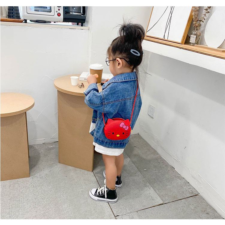 Túi đeo chéo mini cho bé trai bé gái Hạ Băng Designs, túi xách mini trẻ em đựng tiền điện thoại - Mèo Kitty