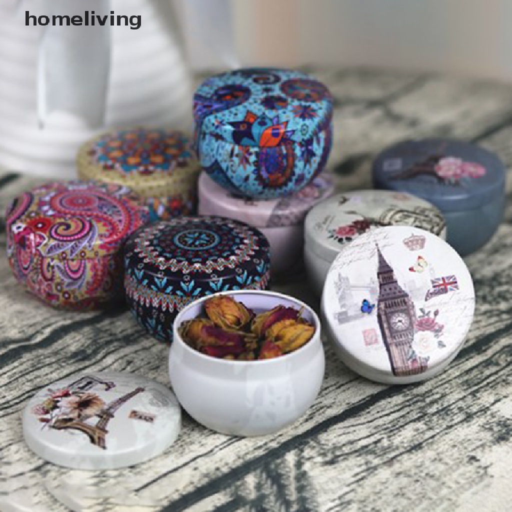 Hộp Thiếc Đựng Trà / Kẹo In Hoa Kiểu Retro Dễ Thương Dùng Làm Quà Tặng Ốp