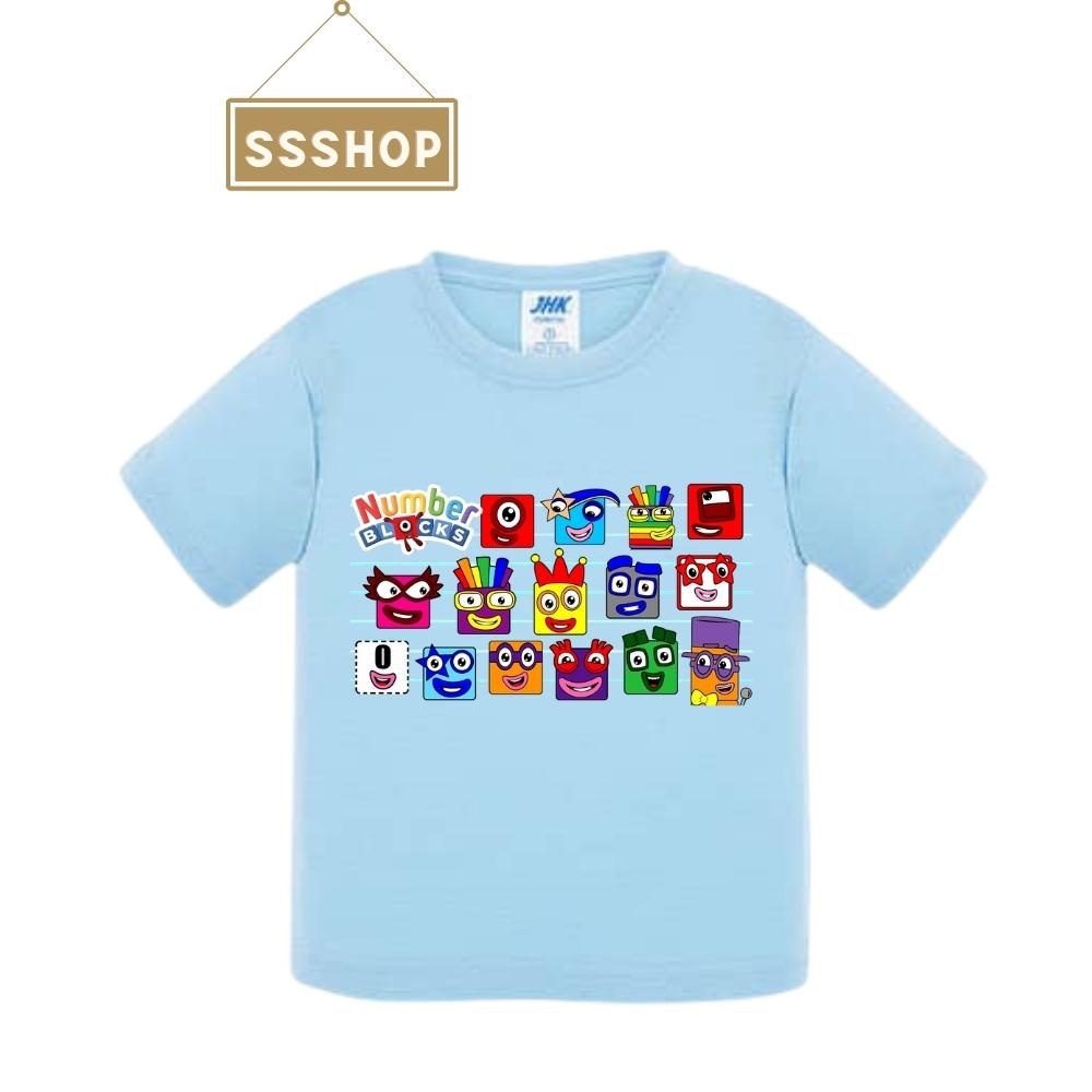 Áo thun trẻ em💖Áo cotton mát mịn họa tiết Hoạt Hình Number Block dễ thương cho bé trai và bé gái - SSSHOP 09