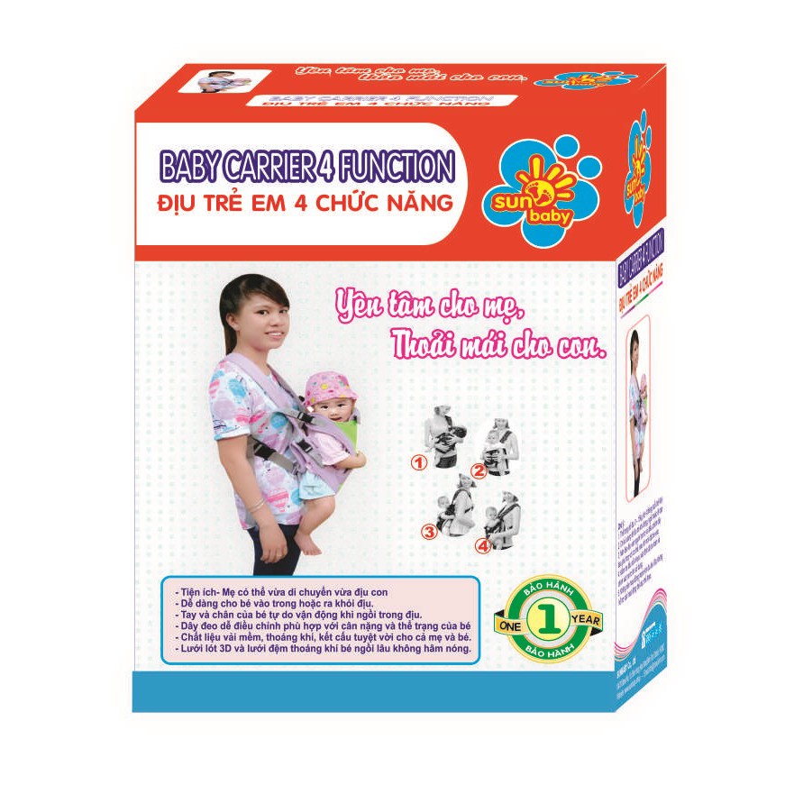 Địu Em Bé 4 Tư Thế Cao Cấp Sunbaby