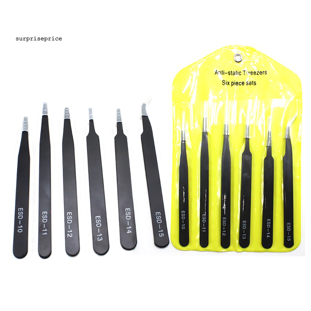 Bộ 6 cái nhíp sửa chữa đa dụng bằng thép không gỉ