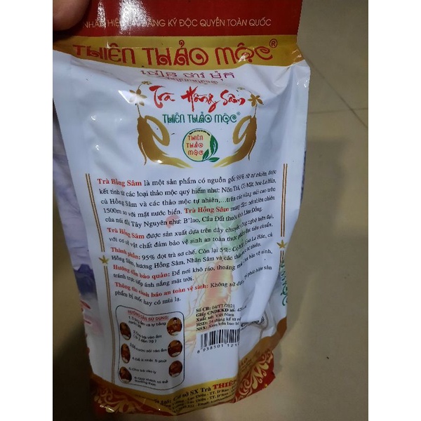 Trà hồng sâm Đà Lạt Thiên Thảo Mộc kết tình từ thảo mộc quý hiếm hồng sâm, nhân sâm, cỏ mật, hoa la hán 350g