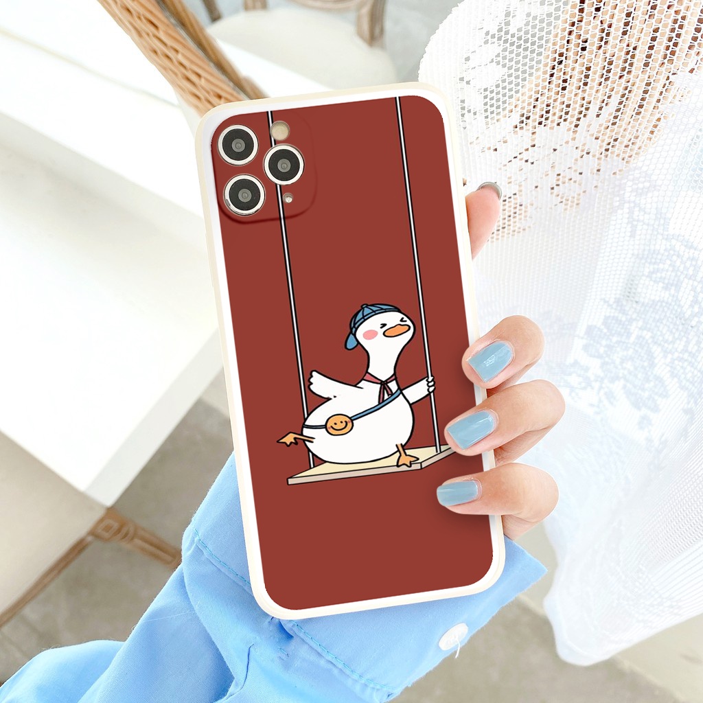 Ốp lưng iphone Chú Vịt vui nhộn cạnh vuông chống sốc cho iphone 8plus x xsmax 11pro max 12pro 12promax13promax tr1164