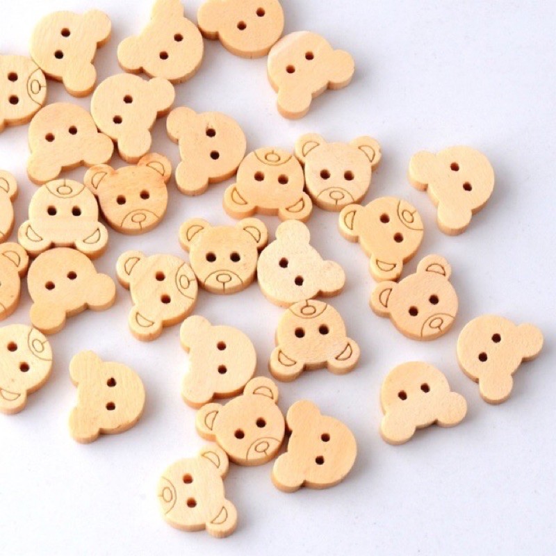 Set 10 cúc gấu gỗ trang trí