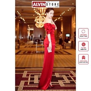 Đầm Dạ Hội Dài Lụa Đỏ Cao Cấp Thiết Kế Cúp Xếp Ly Eo Đổ Rũ Duyên Dáng Quyến Rũ Alvin Store 2667