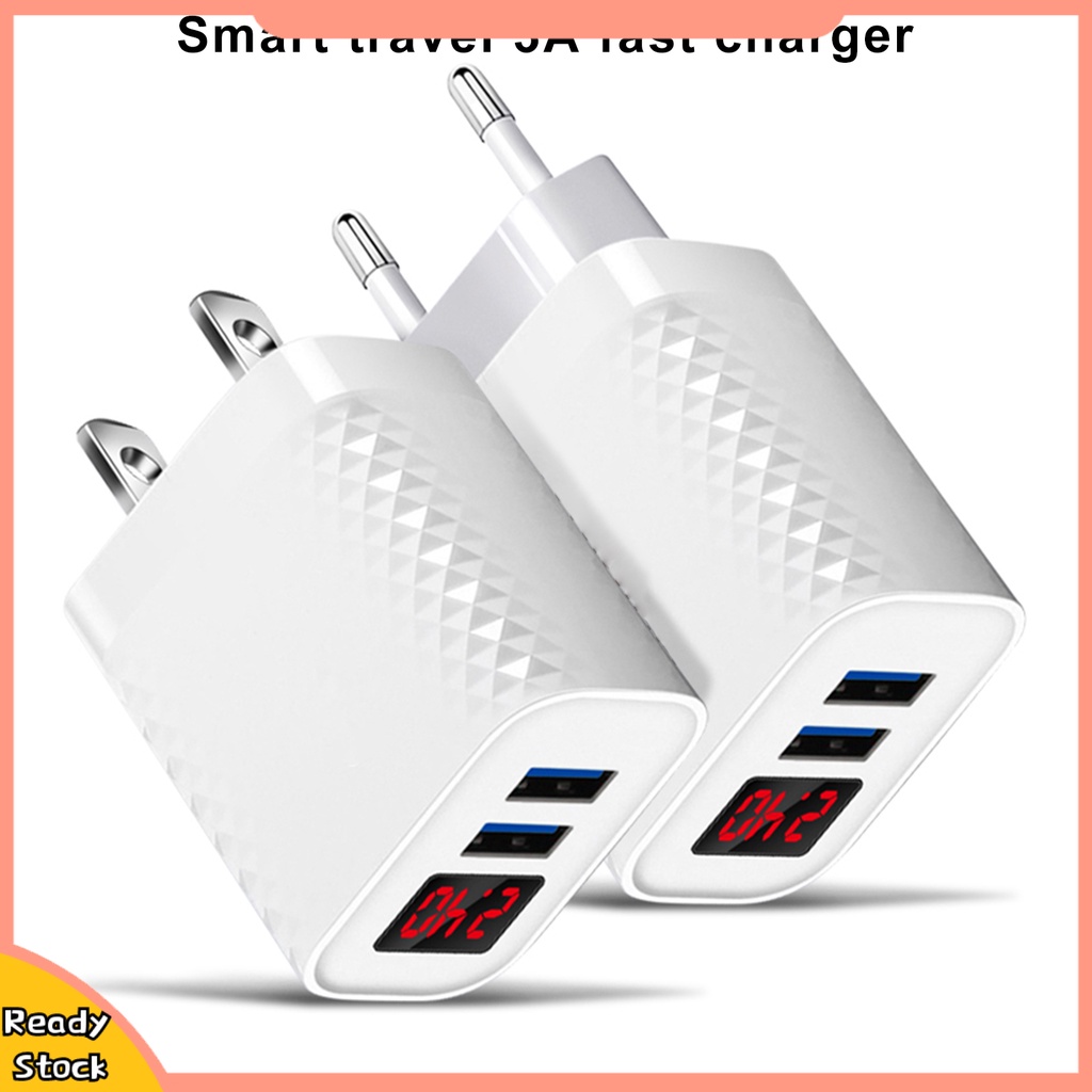 Củ sạc nhanh 2 cổng USB QC3.0 3A phích cắm EU/US cho điện thoại