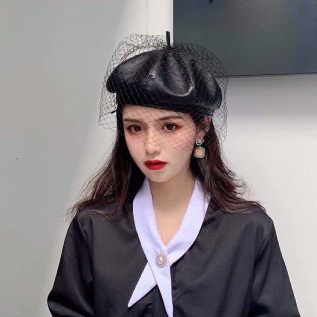Nón nồi phối lưới phong cách hàn quốc