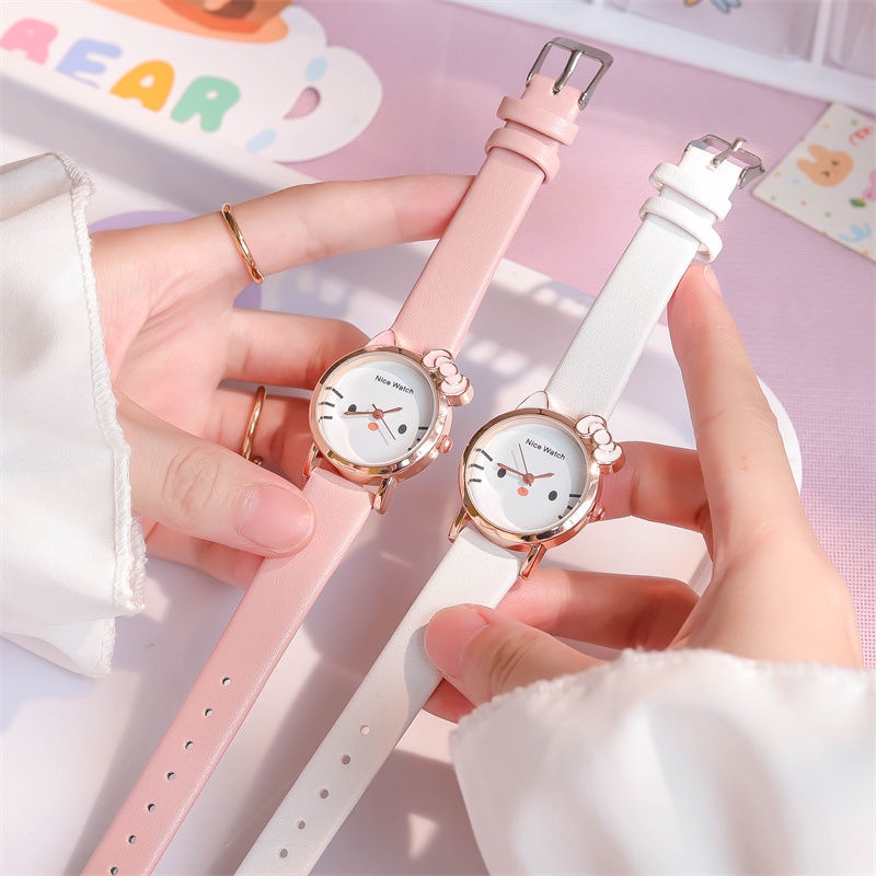 Đồng Hồ Đeo Tay Cho Trẻ Em Hình Hello Kitty 3D Phong Cách Nhật Bản Dễ Thương