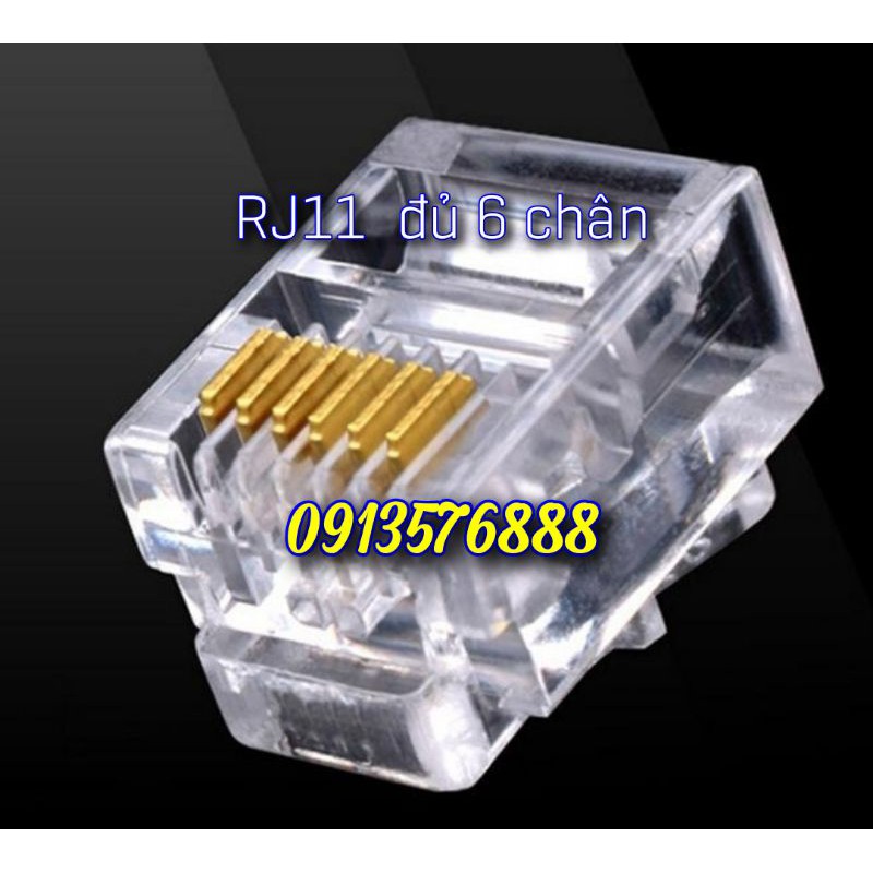 Túi 10 chiếc RJ11  6P6C đầy đủ 6 chân