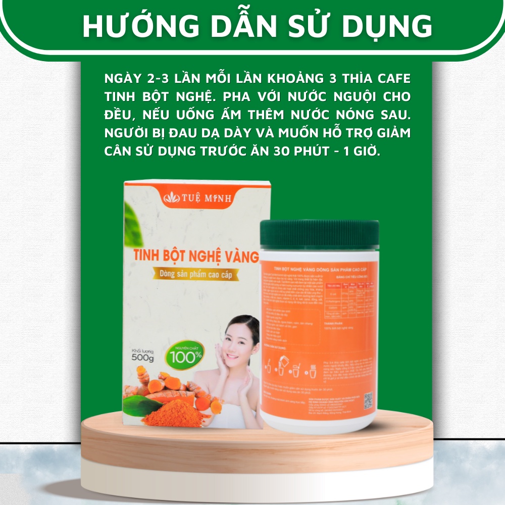 Tinh bột nghệ vàng nguyên chất Tuệ Minh cao cấp 1 hộp 0,5kg