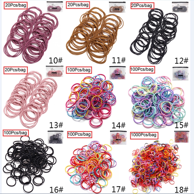 Bộ 1000/100/50/20 sợi dây thun cột tóc kiểu Hàn cho nữ