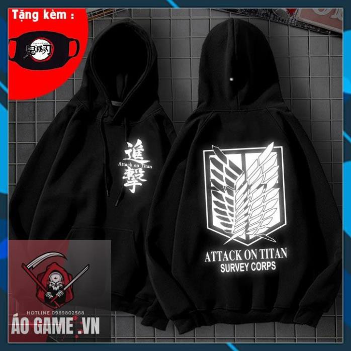 Áo khoác ÁO HOODIE in hình ao game Attack on Titan ĐỘC đẹp nhất TẶNG KÈM BỊT MẶT