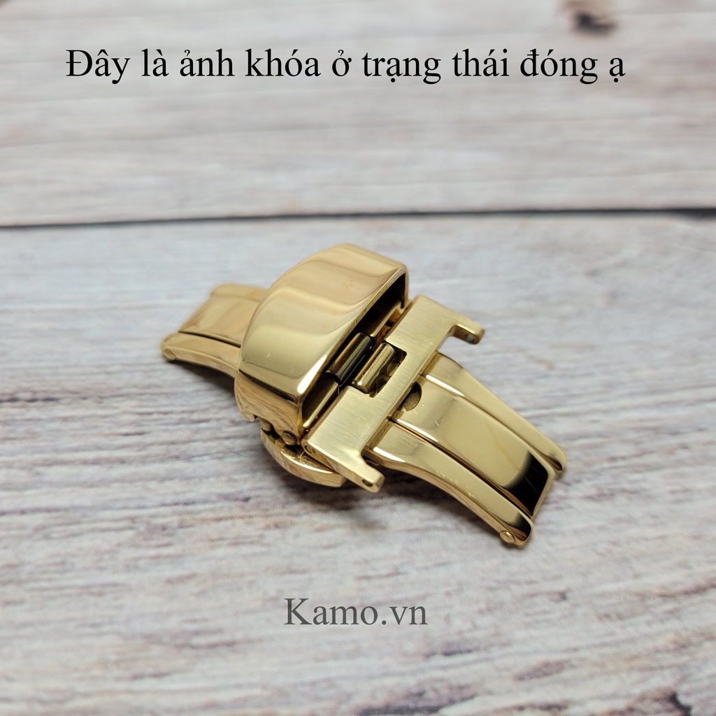 Khóa bướm đồng hồ dây da chống gập size 14mm, 16mm, 18mm, 20mm, khóa đồng hồ dây da cao cấp Inox 316