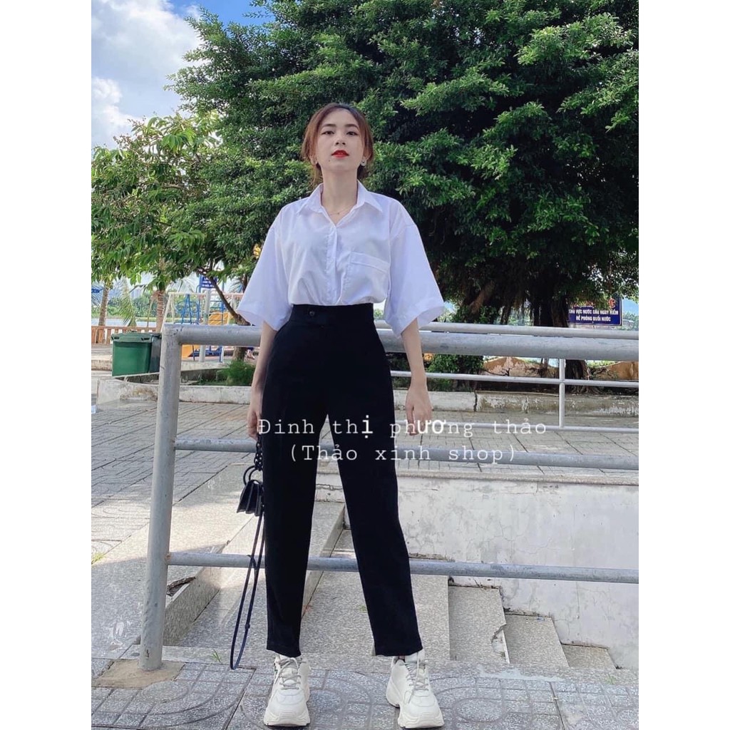 Quần baggy cạp lệch