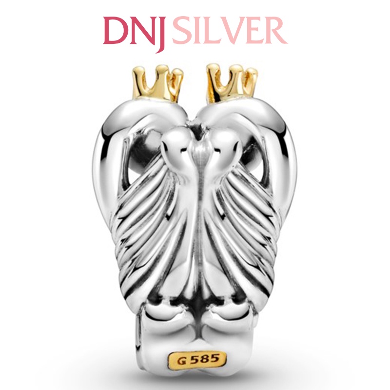 [Hàng cao cấp] Charm bạc 925 cao cấp, hàng chuẩn bạc - Charm Two-tone Swans &amp; Heart thích hợp để mix vòng tay charm