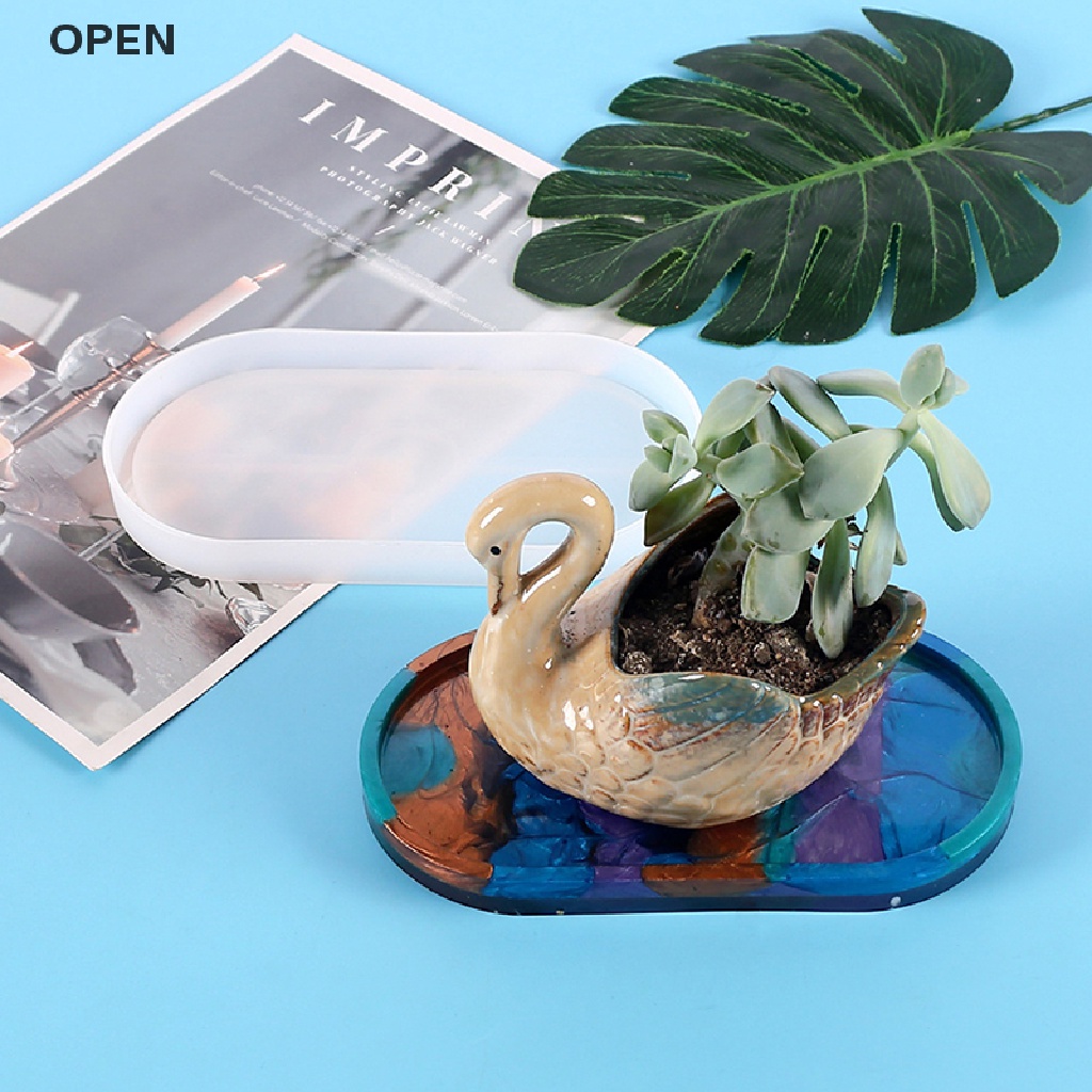 Khuôn Silicon Hình Oval Làm Đế Lót Ly Bằng Resin Epoxy / Đất Sét DIY Giá Đỡ