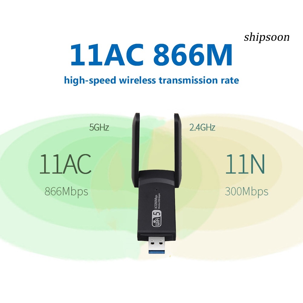 Ăng Ten Thu Sóng Wifi Băng Tần Kép Cổng Usb 3.0 Ssn - 1200mbps 2.4 / 5g | BigBuy360 - bigbuy360.vn