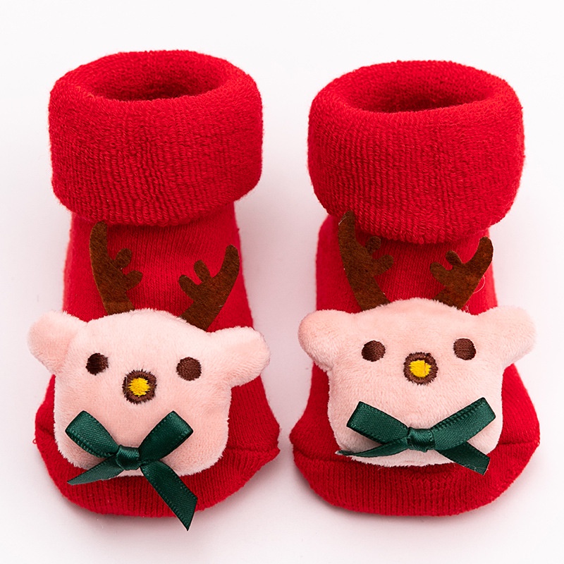 Vớ cotton chống trượt họa tiết giáng sinh dễ thương thời trang thu đông dành cho trẻ em