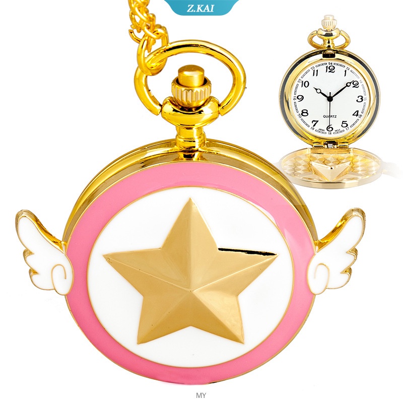 Đồng hồ bỏ túi có Vòng cổ mặt hình đôi cánh phong cách anime Nhật Bản SakurA