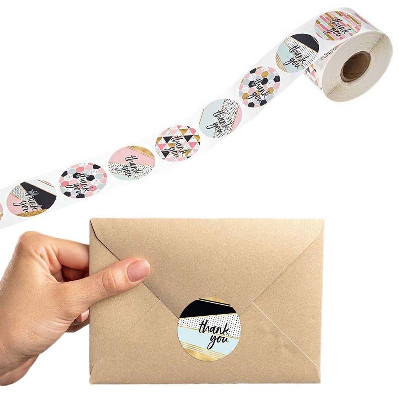 500pcs/roll 8 Designs Thank You Stickers Handmade Scrapbooking Gift Packaging