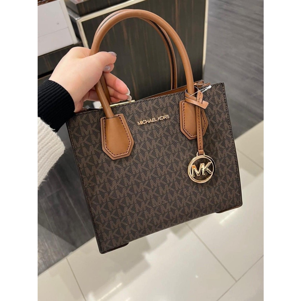 Michael Kors - Túi MK Mercer Medium Logo Leather Crossbody Bag - màu nâu