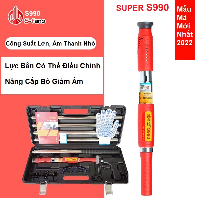 Máy Bắn Đinh Bê Tông SUPER S990 Thế Hệ Mới, Máy Bắn Ty Ren Không Dùng Điện
