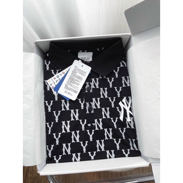 Váy polo nữ NY ngắn tay cổ sơ mi hot hít MLB năng động thể thao dáng xuông dễ mặc thoải mái xuất dư 2 màu đen trắng | BigBuy360 - bigbuy360.vn