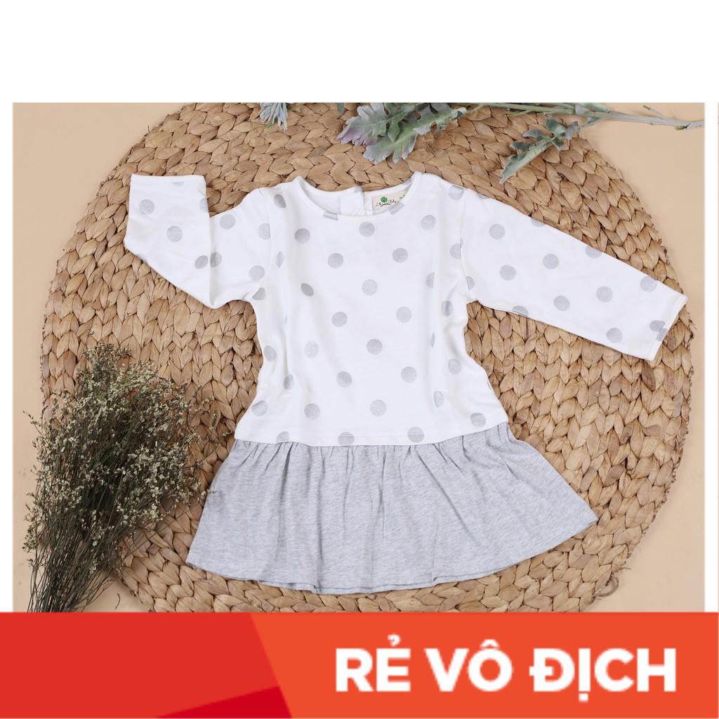 Váy nỉ da cá  phối cotton dài tay họa tiết bé gái size 2-7T, cho bạn từ 11-23kg. Chất nỉ da cá dày dặn, siêu bền