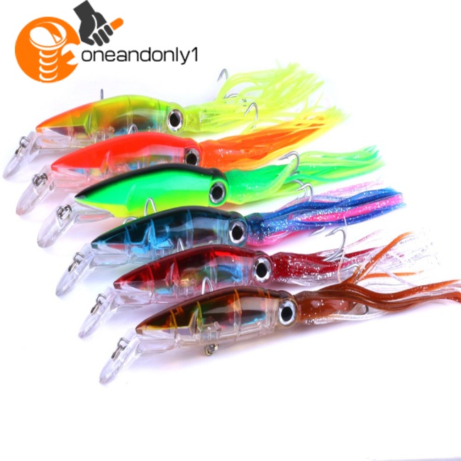 Mồi Câu Cá Giả Hình Con Mực Bằng Nhựa 14cm Có Tua Rua