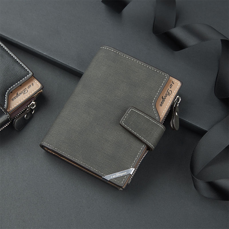 Ví Da Gập Ba Đa Năng Có Khóa Kéo Thời Trang Hàn Quốc 2019 Dành Cho Nam