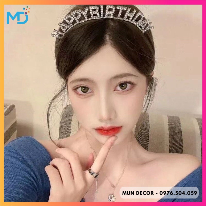 Bờm sinh nhật đính đá, bờm happy birthday đính đá siêu đẹp trang trí sinh nhật