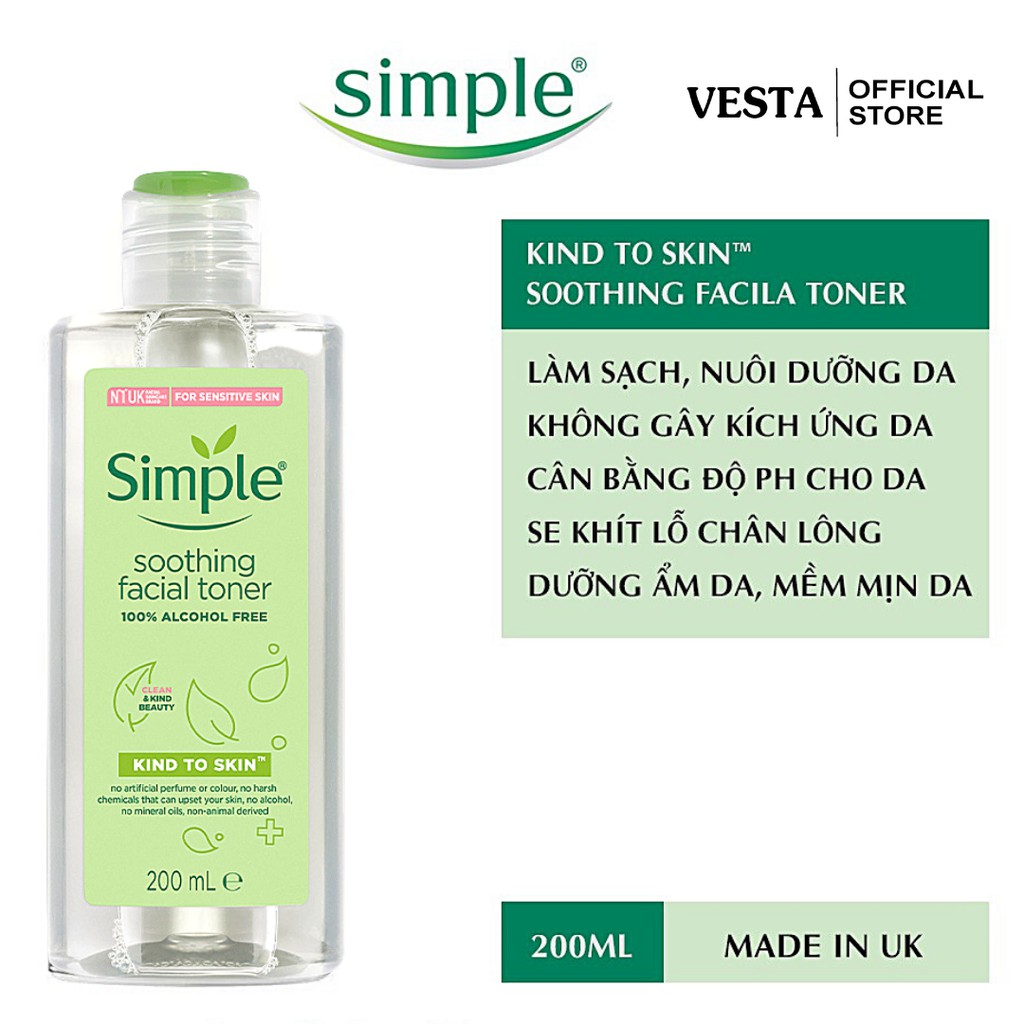 Combo Simple ( Sữa Rửa Mặt + Nước Tẩy Trang + Toner Nước Hoa Hồng + Kem Dưỡng Ẩm Da ) Tẩy Tế Bào Da Chết Dịu Nhẹ | BigBuy360 - bigbuy360.vn