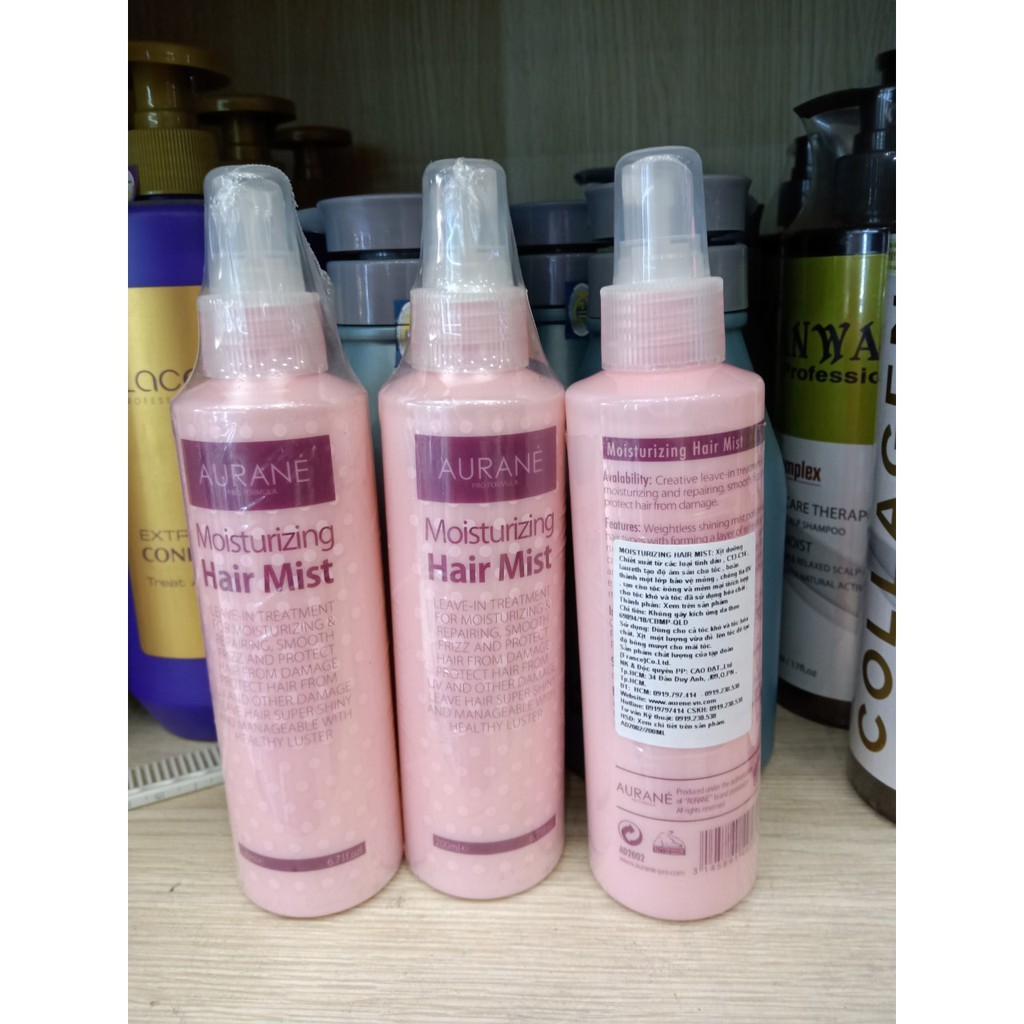 Xịt dưỡng ẩm suôn mượt chống rối cho tóc khô Aurane Moisturizing Hair Mist 200ml
