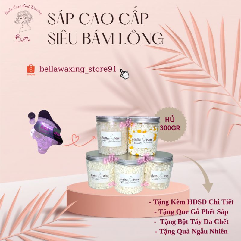 Hủ 300gram Sáp Siêu Bám Dùng Cho Mọi Loại Lông ( Tặng que phết sáp - Bột tẩy da chết - HDSD - Quà ngẫu nhiên )