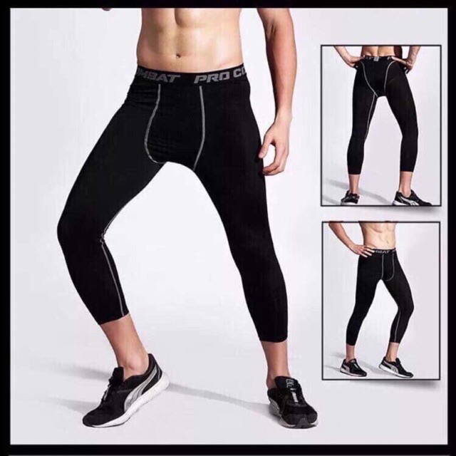 QUẦN GIỮ NHIỆT COMBAT PRO QUẦN LEGGING NAM DÁNG DÀI MÀU ĐEN