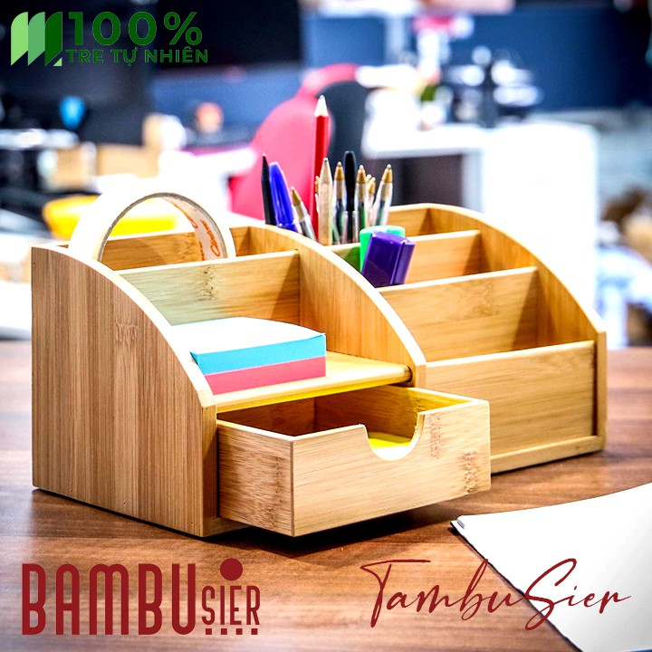 [BAMBOO] Hộp đựng bút để bàn, hộp để dụng cụ văn phòng đa năng - hộp bút gỗ tre cao cấp [POKETO]