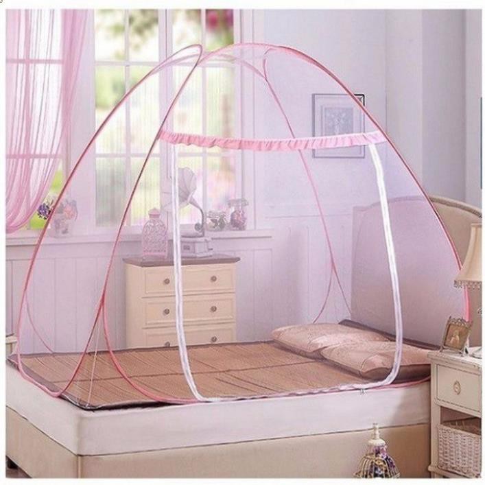 Mùng chụp tự bung gấp gọn khung thép cao cấp kích thước 1M2 x 2M Màn tuyn cao cấp
