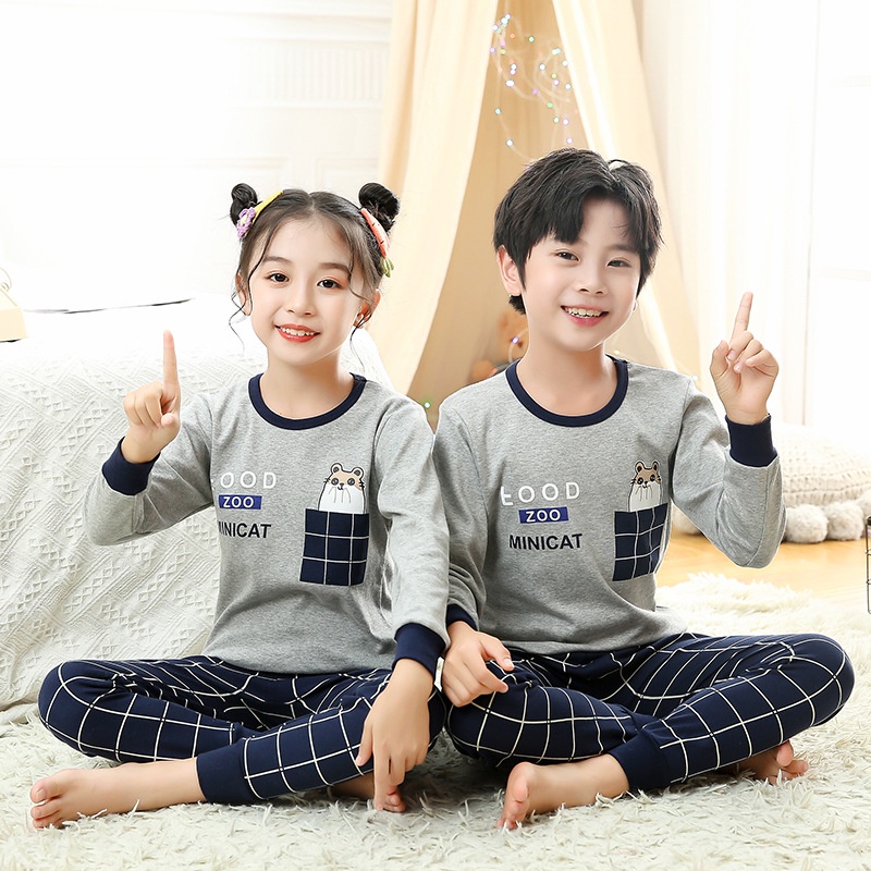 Bộ Đồ Ngủ Từ 100% Cotton In Hình Khủng Long Hoạt Hình Dành Cho Trẻ Nhỏ 2-13 Tuổi