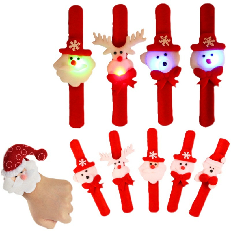 Qùa tặng noel Vòng tay nhung cuộn có đèn les cho bé và học sinh trang trí giáng sinh