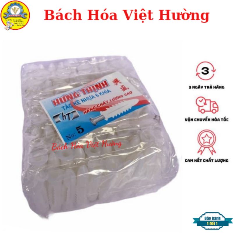 Túi 100 Nở nhựa, tắc kê nhựa dùng để bắt vít đủ kích thước, nở số 3, 4,5,6,7,12,14,16 (hàng có sẵn)