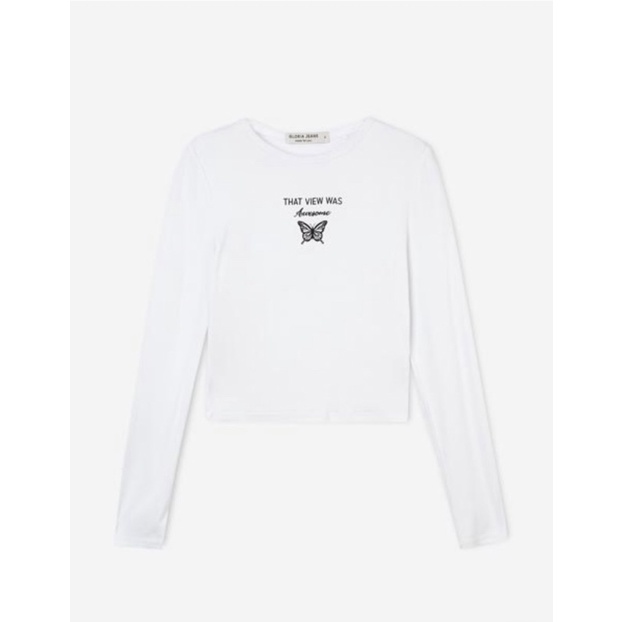 Áo thun cotton dài tay nữ màu trắng xuất dư xịn